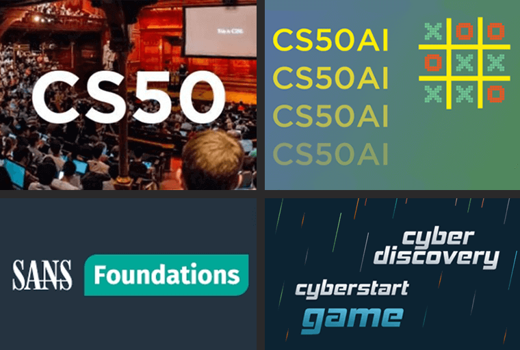 Image of the CS50 and SANS Foundations certificates.